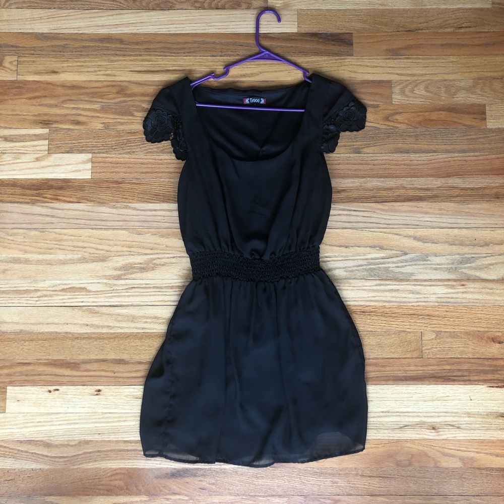 Black slip ruched dress